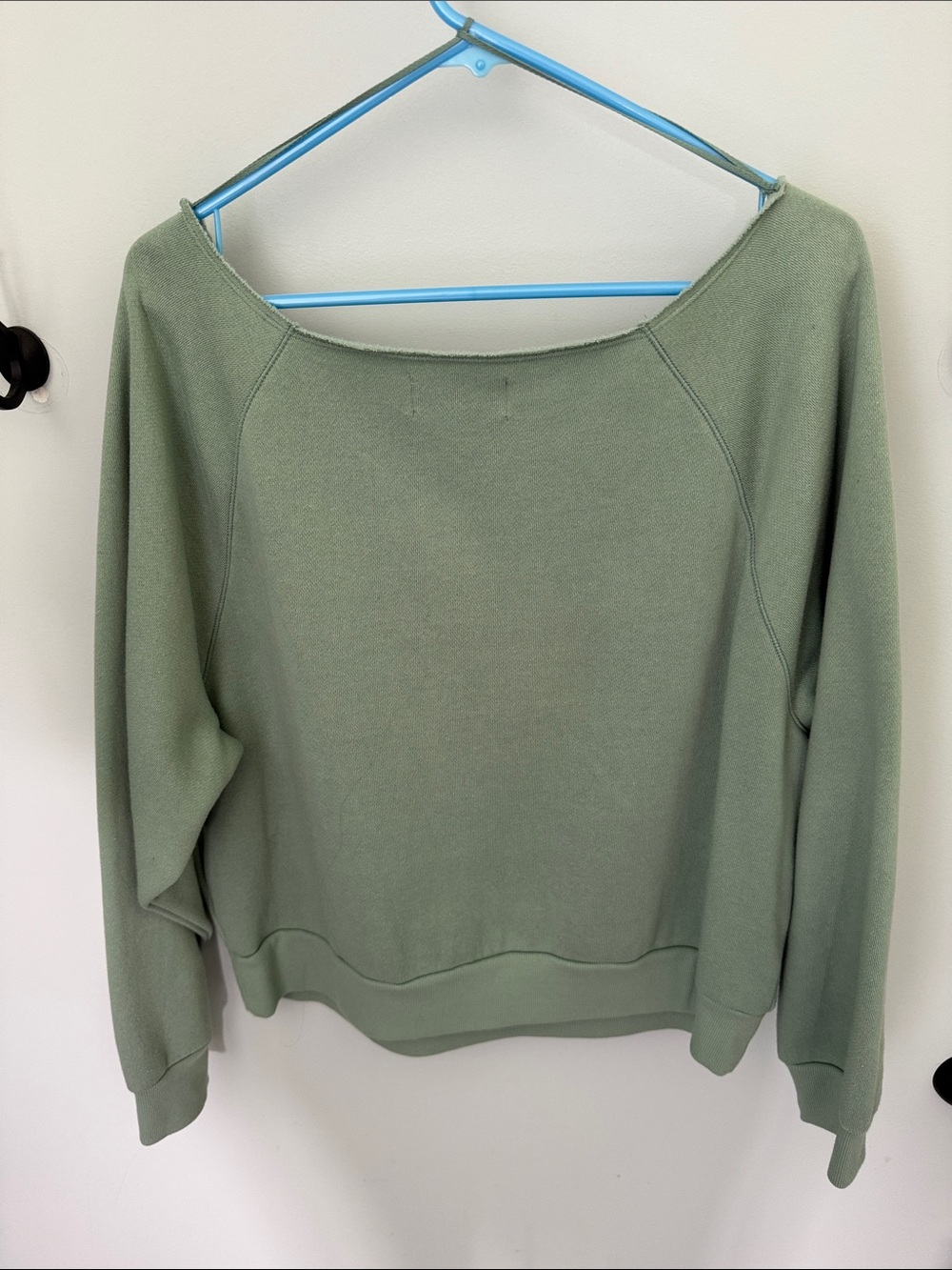Victoria's Secret Light Sage Green Crewneck off the shoulder Sweatshirt - Picture 2 of 3